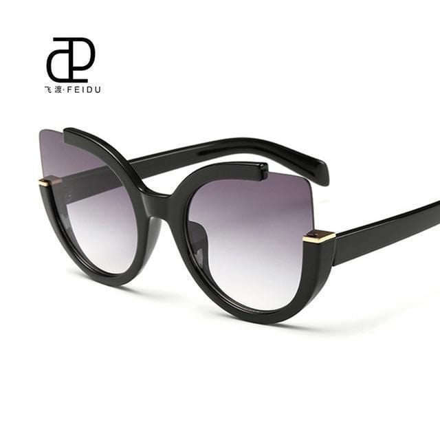 Women Oversized Cat Eye Sunglasses With Open Frame And 100$ UV 400 Protection-Black-JadeMoghul Inc.
