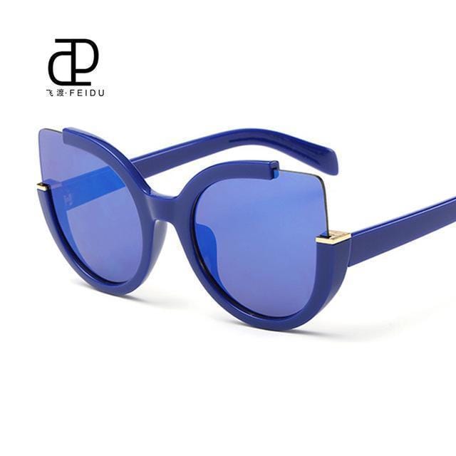 Women Oversized Cat Eye Sunglasses With Open Frame And 100$ UV 400 Protection-Blue-JadeMoghul Inc.