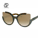 Women Oversized Cat Eye Sunglasses With Open Frame And 100$ UV 400 Protection-Leopard-JadeMoghul Inc.