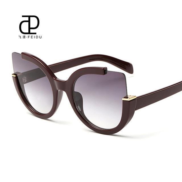 Women Oversized Cat Eye Sunglasses With Open Frame And 100$ UV 400 Protection-Maroon-JadeMoghul Inc.