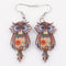 Women Owl Design Colorful Drop Earrings-Brown-JadeMoghul Inc.