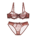Women Padded Seamless Embroidered Lace Push Up Bra And Lace Mid Rise Panties Set-Lotus color-70A-JadeMoghul Inc.