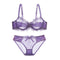 Women Padded Seamless Embroidered Lace Push Up Bra And Lace Mid Rise Panties Set-Purple-70A-JadeMoghul Inc.