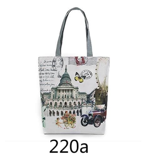 Women Paris Theme Cotton Canvas Tote Bag-220a-JadeMoghul Inc.