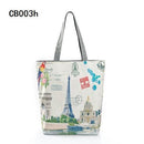 Women Paris Theme Cotton Canvas Tote Bag-CB003h-JadeMoghul Inc.