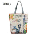 Women Paris Theme Cotton Canvas Tote Bag-CB003j-JadeMoghul Inc.