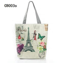 Women Paris Theme Cotton Canvas Tote Bag-CB003o-JadeMoghul Inc.