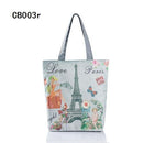 Women Paris Theme Cotton Canvas Tote Bag-CB003r-JadeMoghul Inc.