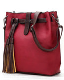 Women Patent Leather Bucket Style Cross Body Bag-Red-China-32 x 26 x 14 cm-JadeMoghul Inc.