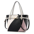 Women Patent Leather Color Block Shoulder Bag-Black-29x14x25cm-JadeMoghul Inc.