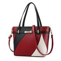 Women Patent Leather Color Block Shoulder Bag-wine-29x14x25cm-JadeMoghul Inc.