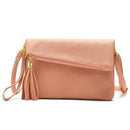 Women Patent Leather Cross Body Fold Over Bag With Tassel Charm-Pink-(20cm<Max Length<30cm)-JadeMoghul Inc.