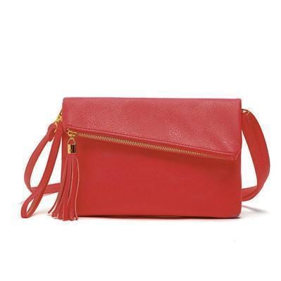 Women Patent Leather Cross Body Fold Over Bag With Tassel Charm-Red-(20cm<Max Length<30cm)-JadeMoghul Inc.