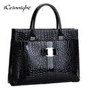 Women Patent Leather hand Bag With Bow Detailing-Black-China-JadeMoghul Inc.