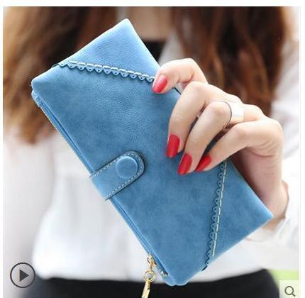Women Patent Leather Wallet With Metal Chain Tassel Detailing-772 light blue-JadeMoghul Inc.