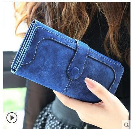Women Patent Leather Wallet With Metal Chain Tassel Detailing-774 dark blue-JadeMoghul Inc.