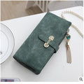 Women Patent Leather Wallet With Metal Chain Tassel Detailing-long Army Green-JadeMoghul Inc.