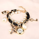 Women Pearls Crystal And Charm Luxury Bracelet Quartz Watch-Black 3-JadeMoghul Inc.
