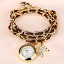 Women Pearls Crystal And Charm Luxury Bracelet Quartz Watch-Brown-JadeMoghul Inc.