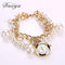 Women Pearls Crystal And Charm Luxury Bracelet Quartz Watch-Gold 2-JadeMoghul Inc.