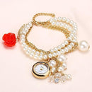 Women Pearls Crystal And Charm Luxury Bracelet Quartz Watch-Red 2-JadeMoghul Inc.