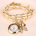 Women Pearls Crystal And Charm Luxury Bracelet Quartz Watch-White 1-JadeMoghul Inc.