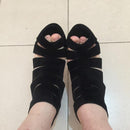 Women Peep Toe Suede Gladiator Stiletto Heels-Black-5-JadeMoghul Inc.