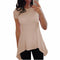 Women Peplum Waist Solid color Assymmetrical Shirt Top-Apricot-S-JadeMoghul Inc.