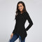 Women Peplum Waist Solid color Assymmetrical Shirt Top-Black Long Sleeve-S-JadeMoghul Inc.