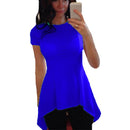 Women Peplum Waist Solid color Assymmetrical Shirt Top-Blue-S-JadeMoghul Inc.