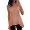 Women Peplum Waist Solid color Assymmetrical Shirt Top-Pink-S-JadeMoghul Inc.