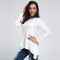 Women Peplum Waist Solid color Assymmetrical Shirt Top-White Long Sleeve-S-JadeMoghul Inc.