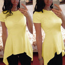 Women Peplum Waist Solid color Assymmetrical Shirt Top-Yellow-S-JadeMoghul Inc.