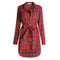 Women Plaid Full Sleeved Button Down Long Tunic top-Red-L-JadeMoghul Inc.