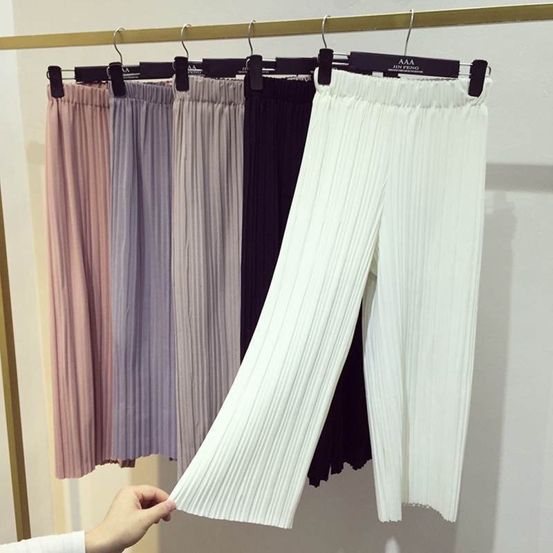 Women Pleated Culotte Pants In Pastel colors-white-One Size-JadeMoghul Inc.