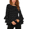 Women Polka Dot Ruffle Blouses Plus Size 3XL 4XL 5XL Tops Long Sleeves O-Neck Elegant Ladies Casual Office Shirt female Tunics-Black-XXL-JadeMoghul Inc.