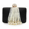 Women Precious Evening Clutch With Luxurious Pearl Tassels-Black-Mini(Max Length<20cm)-JadeMoghul Inc.