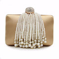 Women Precious Evening Clutch With Luxurious Pearl Tassels-Gold-Mini(Max Length<20cm)-JadeMoghul Inc.