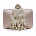 Women Precious Evening Clutch With Luxurious Pearl Tassels-Pink-Mini(Max Length<20cm)-JadeMoghul Inc.