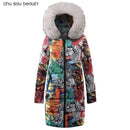 Women Printed long Winter Jacket-CY1631LD-YL-S-JadeMoghul Inc.