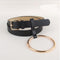 Women PU Leather Slim Belt With Decorative Heavy Metal Loop-black gold-JadeMoghul Inc.