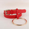 Women PU Leather Slim Belt With Decorative Heavy Metal Loop-red gold-JadeMoghul Inc.