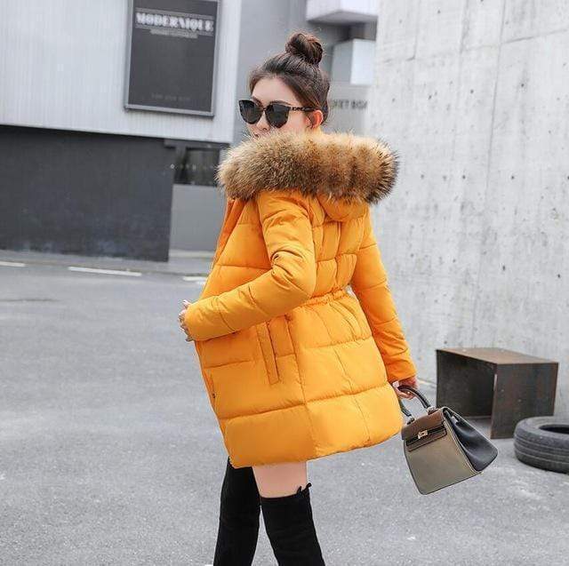 Women Puffer Jacket With Large Faux Fur hood