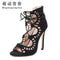 Women Pumps Brand Designer High Heels Cut Outs Lace Up Open Toe Party Shoes Woman Gladiator Sandals Women Ladies Zapatos Mujer-Beige-5-JadeMoghul Inc.