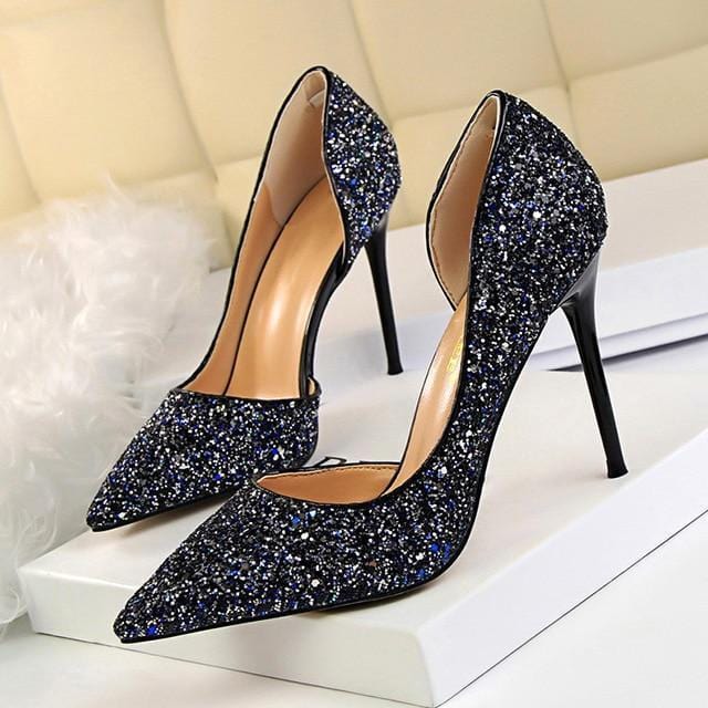 Women Pumps Extrem Sexy High Heels Women Shoes Thin Heels Female Shoes Wedding Shoes Gold Sliver White Ladies Shoes-Blue-4.5-JadeMoghul Inc.