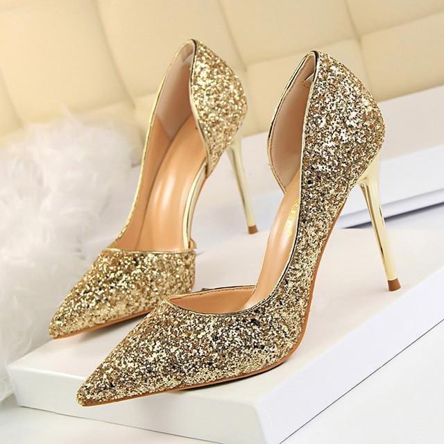Women Pumps Extrem Sexy High Heels Women Shoes Thin Heels Female Shoes Wedding Shoes Gold Sliver White Ladies Shoes-Gold-4.5-JadeMoghul Inc.