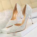 Women Pumps Extrem Sexy High Heels Women Shoes Thin Heels Female Shoes Wedding Shoes Gold Sliver White Ladies Shoes-White-4.5-JadeMoghul Inc.