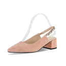 Women Pumps Heels Shoes Woman Crystal Eleganet Thick Heel Party Pumps Female Black Spring Pointed Toe Slingbacks Shoes WeddingCE-Pink-4-JadeMoghul Inc.