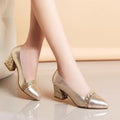 Women Pumps Sweet Style Square High Heel sequins Pointed Toe Spring and Autumn Elegant Shallow Ladies Shoes Size 34-41 E058-Gold-4-JadeMoghul Inc.