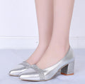 Women Pumps Sweet Style Square High Heel sequins Pointed Toe Spring and Autumn Elegant Shallow Ladies Shoes Size 34-41 E058-Silver-4-JadeMoghul Inc.